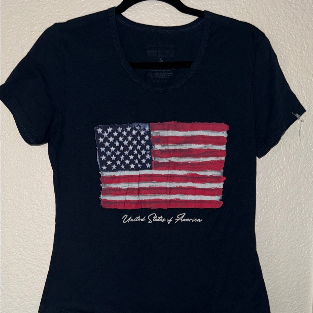 Navy Blue American Flag Women's Top
